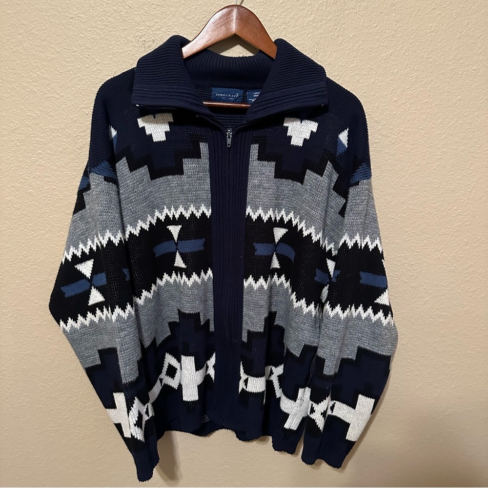 Vintage Towncraft Full Zip Aztec Cardigan